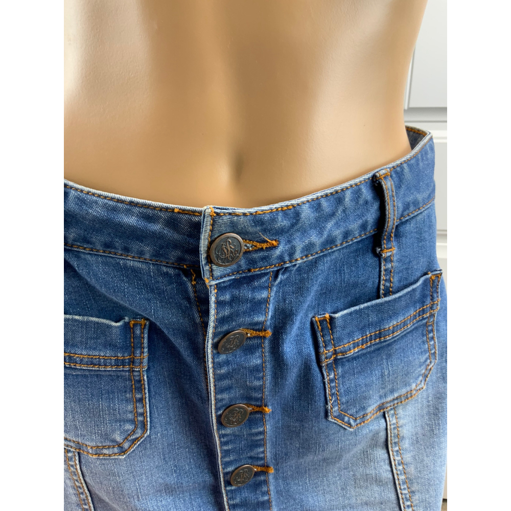 American Rag Women's Denim Button Down Skirt 5 Faded Blue Cottagecore Retro Y2K - Picture 3 of 11